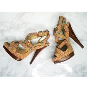 Report Signature confetti cork platform heel